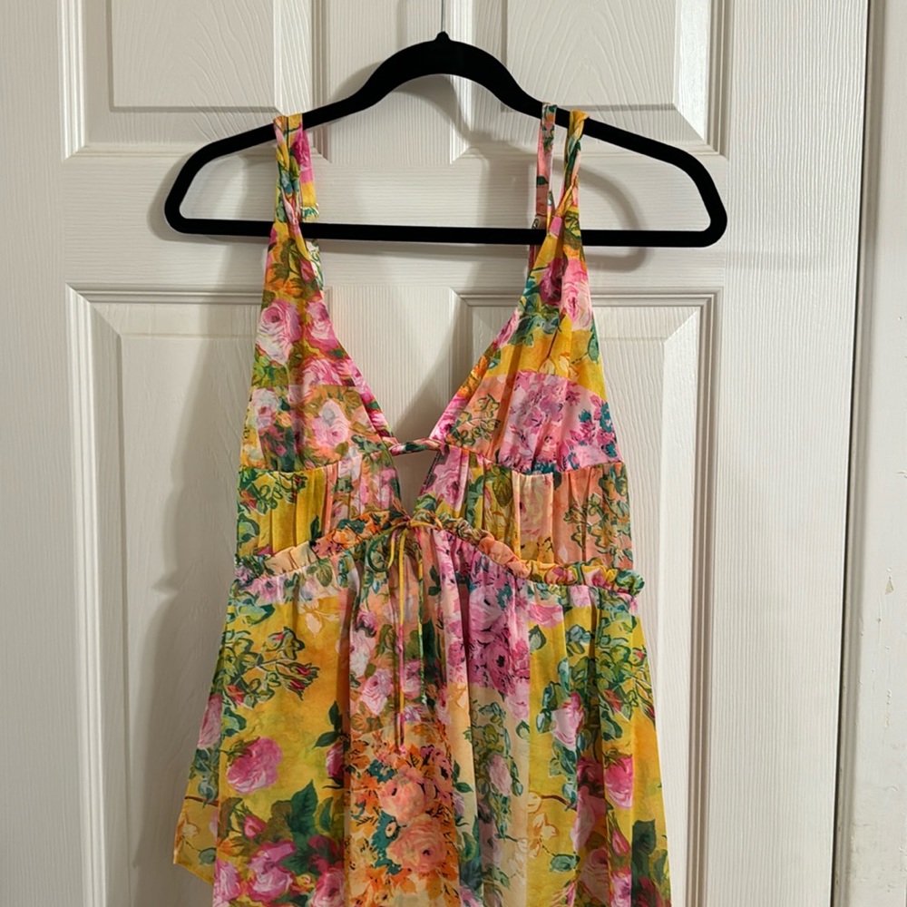 For Love And Lemons Floral Maxi Dress - Yellow and Pink